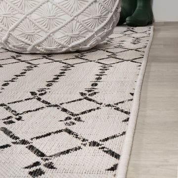 Ourika Moroccan Geometric Textured Weave Indoor/outdoor Square Rug